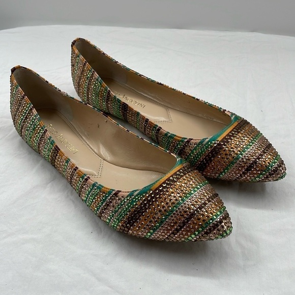 NWOB. ENZO ANGIOLINI Glitter Rhinestone Studded Flats. 8.5M. - Picture 2 of 13